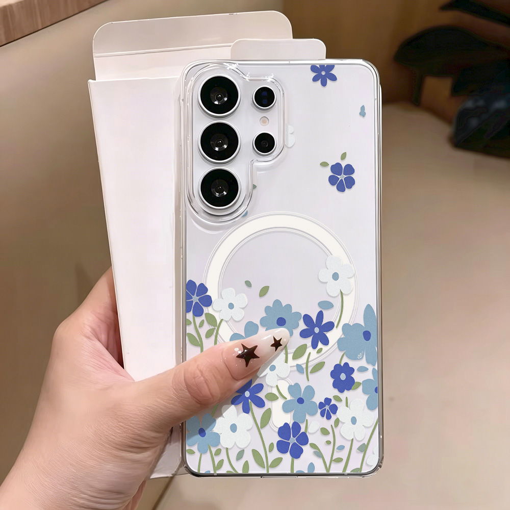 Blue Flower Magnetic Phone Cas - Phone Cases Quality ulasan dan harga