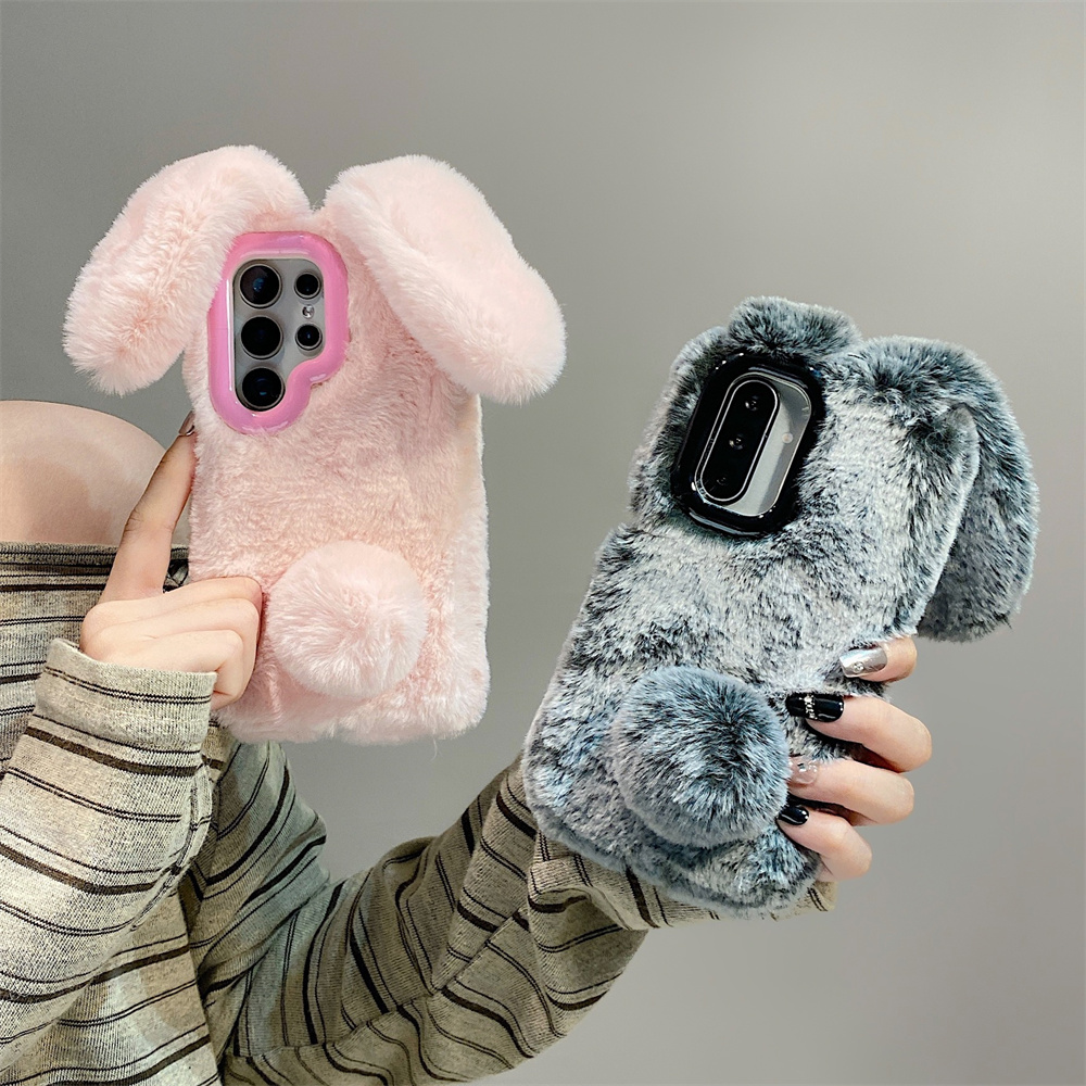 Cute Rabbit Ears Fluffy Stand  - Phone Cases Galaxy S23 ulasan dan harga